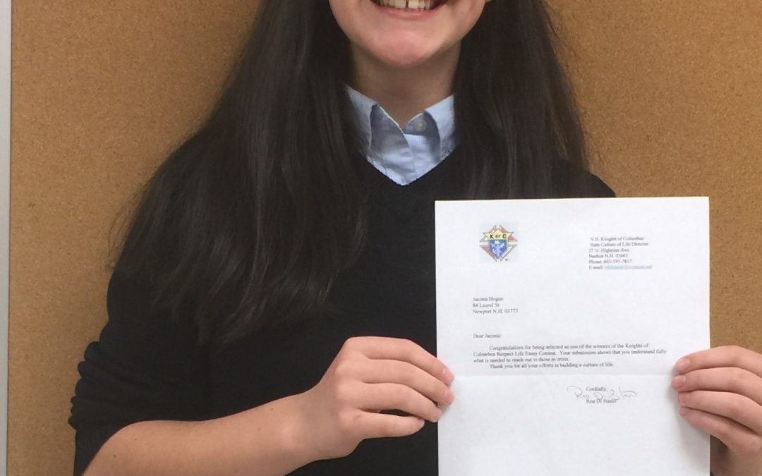 Jacinta Hogan (’19) Wins Respect Life Essay Contest